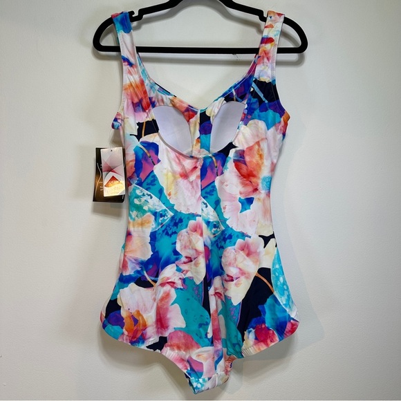 Maxine of Hollywood | Floral One Piece Swimsuit |Tummy Control Shirred Front - Picture 4 of 7